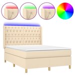 vidaXL Sommier à lattes de lit matelas et LED Crème 140x190 cm Tissu