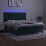 vidaXL Sommier à lattes de lit et matelas et LED Vert foncé 180x200 cm