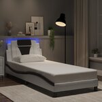 vidaXL Cadre de lit avec LED sans matelas blanc et noir 90x200 cm