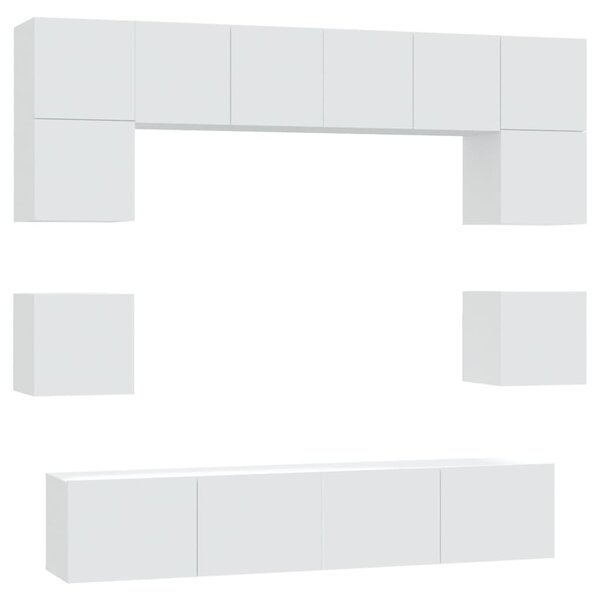 vidaXL Ensemble de meubles TV 8 Pièces Blanc Bois d'ingénierie