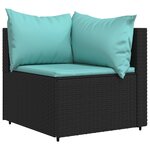 vidaXL Salon de jardin 3 Pièces avec coussins Noir Résine tressée