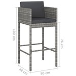 vidaXL Ensemble de bar de jardin 7 Pièces et coussins Résine tressée Gris