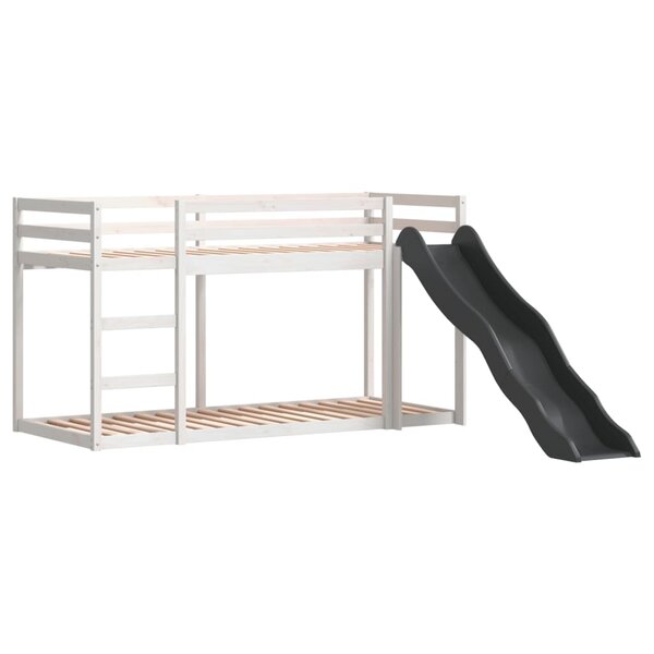 vidaXL Lit superposé avec toboggan/échelle blanc 90x190 cm pin massif