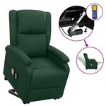 Vidaxl fauteuil releveur inclinable de massage vert foncé tissu