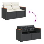 Ensemble de canapés de jardin 13 pièces avec coussins noir rattan poly acacia