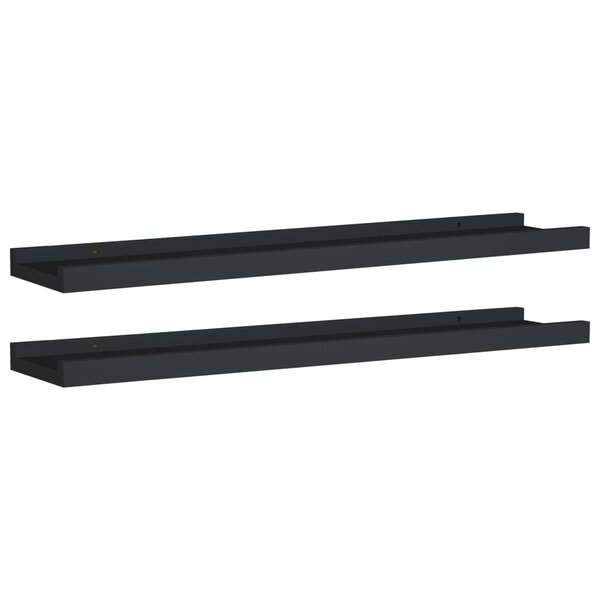 vidaXL Étagères à rebord pour cadre photo 2 Pièces Noir 60x9x3 cm MDF
