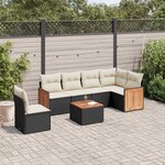 vidaXL Salon de jardin 7 Pièces avec coussins noir résine tressée