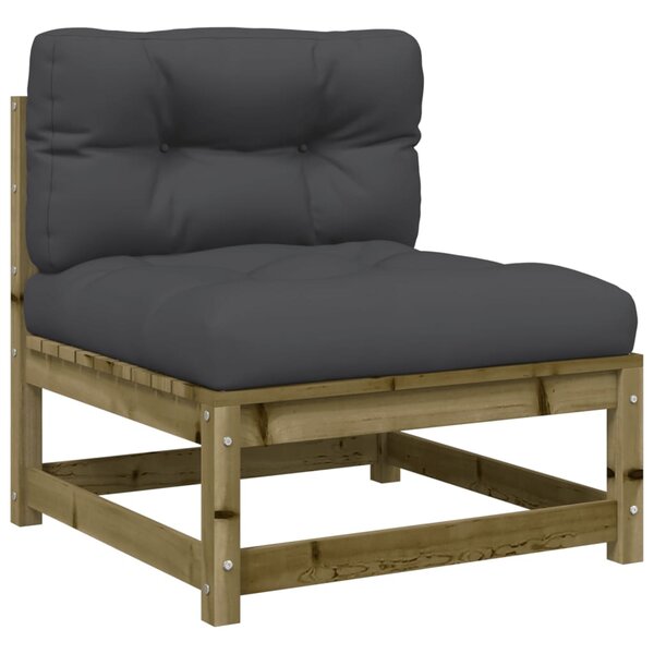 vidaXL Canapé de jardin sans accoudoirs et coussins bois pin imprégné