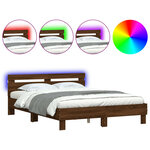 vidaXL Cadre de lit avec LED sans matelas chêne marron 150x200 cm
