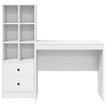 vidaXL Bureau avec rangement en bois d'ingénierie blanc