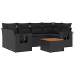vidaXL Salon de jardin 7 Pièces avec coussins noir résine tressée