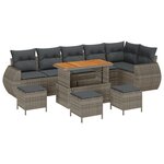 vidaXL Canapé de jardin 10 pièces avec coussins gris polyrotin acacia