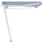 vidaXL Auvent manuel rétractable avec LED 500x350 cm Bleu et blanc
