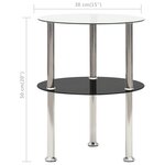 vidaXL Table d'appoint 2 niveaux Transparent et noir 38cm Verre trempé