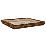 vidaXL Cadre de lit et lumières LED sans matelas chêne fumé 200x200 cm