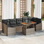 vidaXL Set de canapé de jardin de 8 pièces avec coussins gris