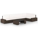 vidaXL Salon de jardin 6 Pièces avec coussins Marron Résine tressée