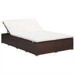 vidaXL Transat à 2 places avec coussin Résine tressée Marron