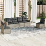 vidaXL Salon de jardin 6 Pièces avec coussins gris clair résine tressée