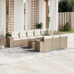 vidaXL Salon de jardin 11 Pièces avec coussins beige résine tressée