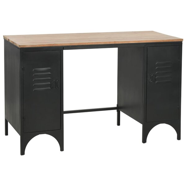 vidaXL Bureau à double piédestal Bois de sapin et acier 120x50x76 cm