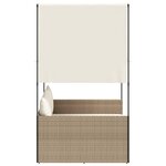 vidaXL Chaise longue double avec toit et rideaux beige résine tressée