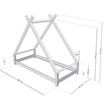 Lit Tipi enfant bois massif gris 90 x 200 cm