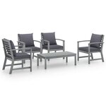 Salon de jardin meuble d'extérieur ensemble de mobilier 5 pièces avec coussin bois d'acacia solide gris 02_0016292
