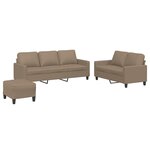 vidaXL Ensemble de canapés 3 Pièces avec coussins Cappuccino Similicuir