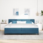 Lit à ressort vidaXL avec matelas et LED bleu foncé 200x200 cm en velours