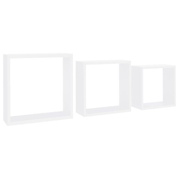 vidaXL Étagères murales sous forme de cube 3 Pièces Blanc MDF