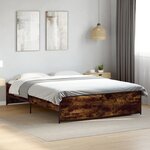 vidaXL Cadre de lit chêne fumé 160x200 cm bois d'ingénierie et métal