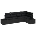 vidaXL Ensemble de canapé de jardin 5 pièces avec coussins Noir Poly Rattan