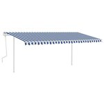 vidaXL Auvent manuel rétractable avec poteaux 5x3 5 m Bleu et blanc