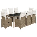 vidaXL Ensemble de bistro de jardin 9 Pièces coussins marron poly rotin