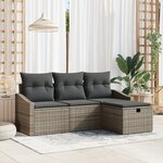 vidaXL Ensemble de canapé de jardin 4 pièces avec coussins gris poly rotin
