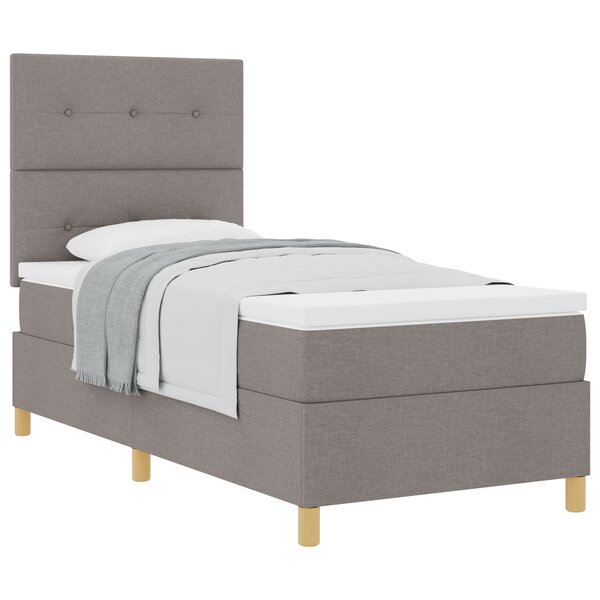 vidaXL Lit ressort avec matelas Taupe 90x200 cm Tissu