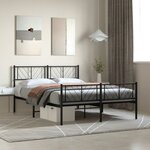 vidaXL Cadre de lit métal sans matelas avec pied de lit noir 160x200cm
