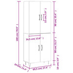 vidaXL Buffet haut Gris béton 69 5x34x180 cm Bois d'ingénierie