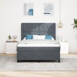 Lit box spring vidaXL avec matelas - Gris foncé - 140x200 cm - Velours