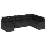 Set de Canapés de Jardin vidaXL 8 Pièces avec Coussins Rotin Poly Noir