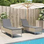 vidaXL Chaises longues avec coussins lot de 2 beige résine tressée