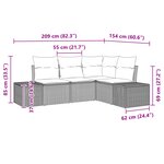 vidaXL Ensemble de canapé de jardin 4 pièces avec coussins noir poly rattan