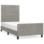 vidaXL Cadre de lit avec tête de lit Gris clair 90x190 cm Velours