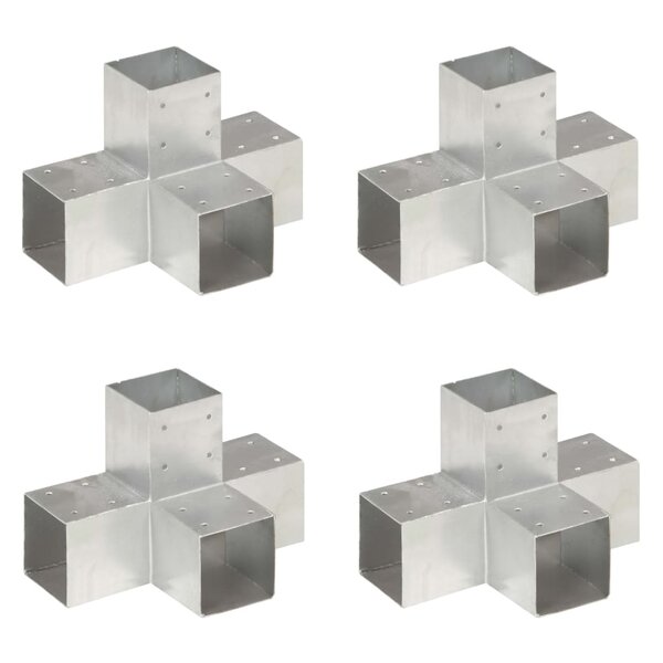 vidaXL Connecteurs de poteau 4 Pièces Forme en X Métal galvanisé 91x91 mm