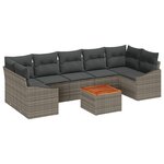 vidaXL Ensemble de Canapés de Jardin de 8 Pièces avec Coussins Gris Rattan Acacia
