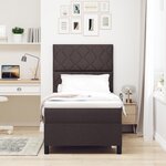 vidaXL Lit à ressort avec matelas marron foncé 90x200 cm tissu