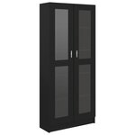 vidaXL Armoire à vitrine Noir 82 5x30 5x185 5 cm Bois d’ingénierie