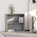 vidaXL Bibliothèque à 2 niveaux Gris béton 80x30x76 5 cm Aggloméré