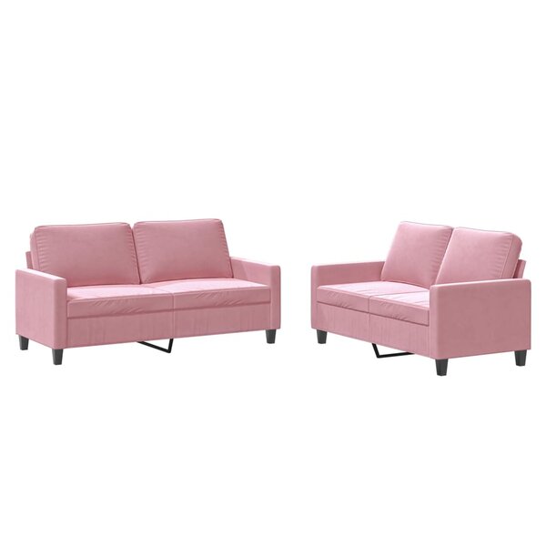 vidaXL Ensemble de canapés 2 Pièces avec coussins Rose Velours